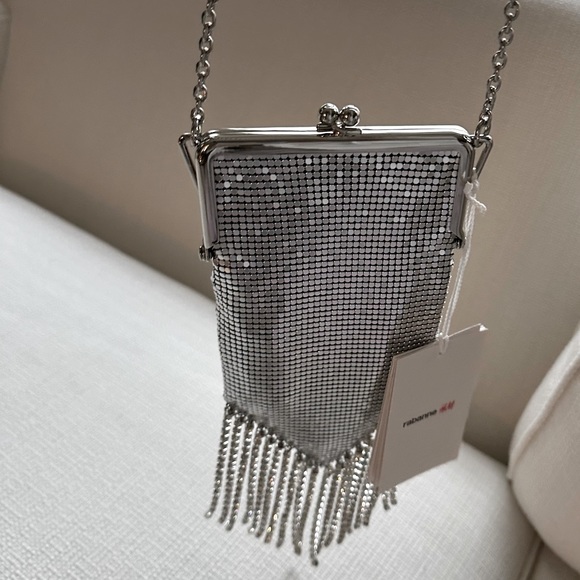 Rabanne H&M Small Metal Mesh Silver Bag With Fringe - Picture 8 of 10